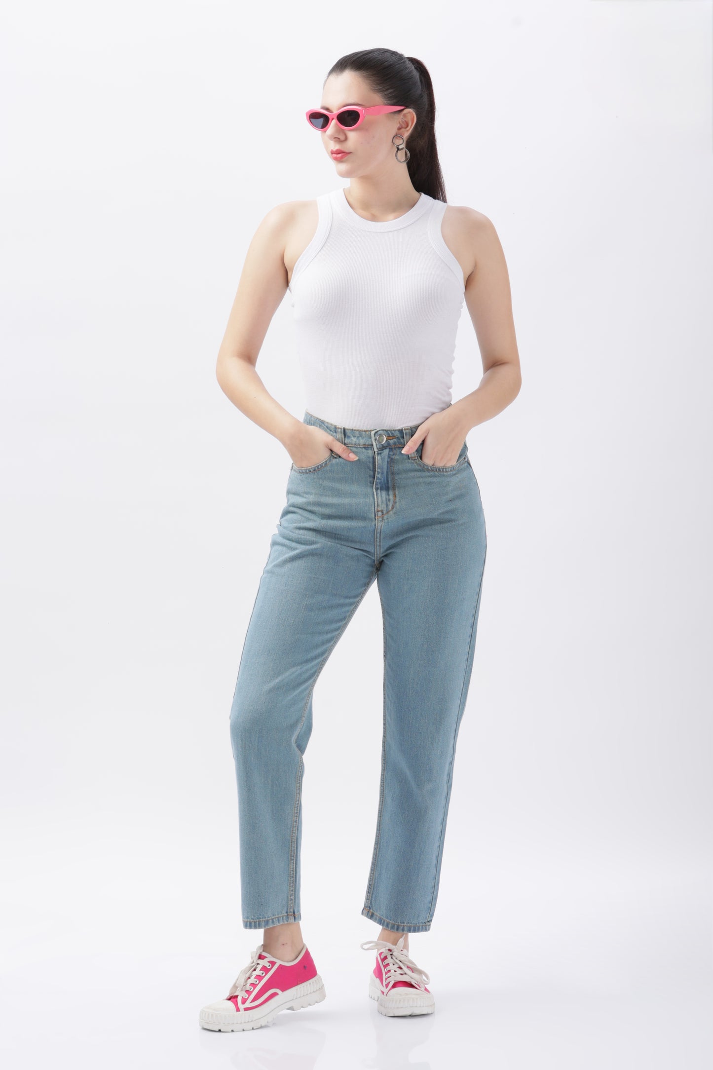 Vintage Wash Mom Fit Jeans