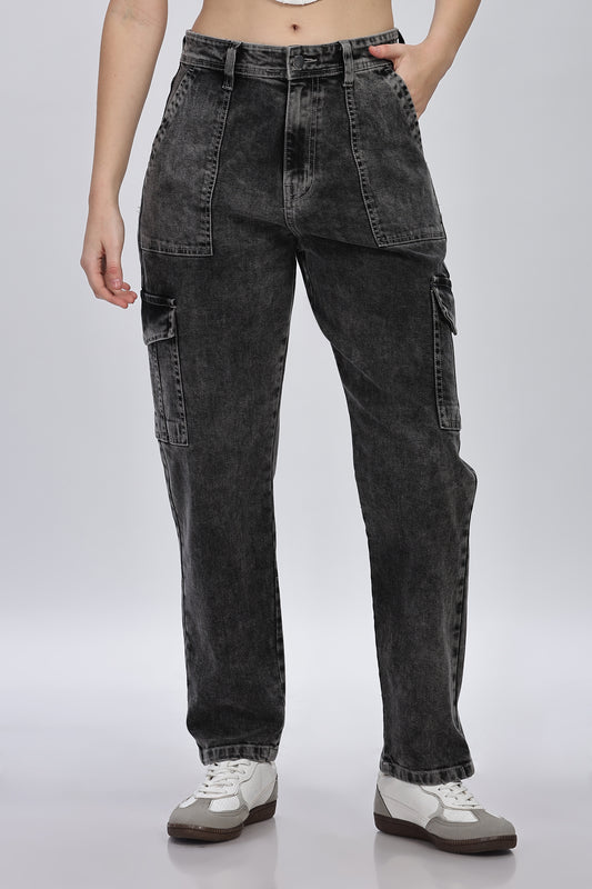 Slate Black Grey Denim Cargo