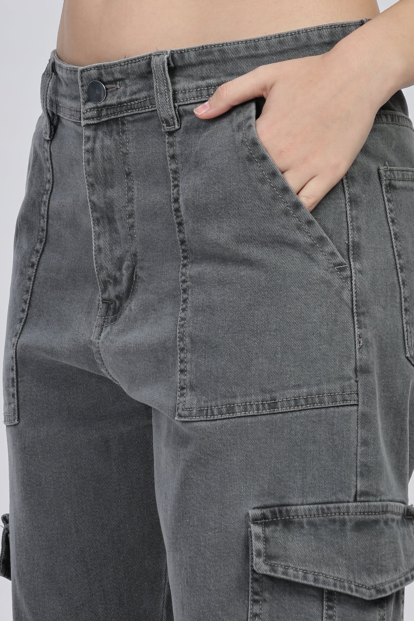 Grey Denim Cargo